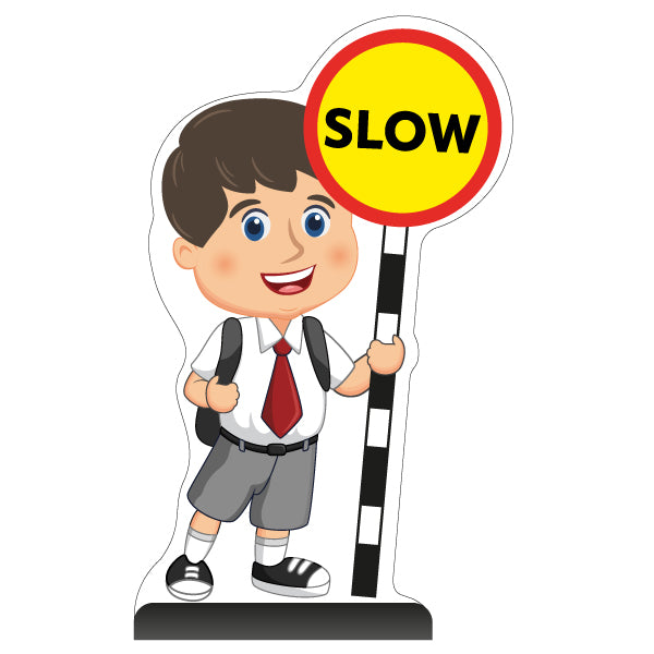 School Kid Cut Out Pavement Sign – Charlie – Slow
