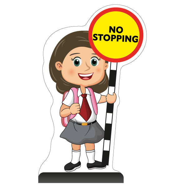 School Kid Cut Out Pavement Sign – Mollie – No Stopping