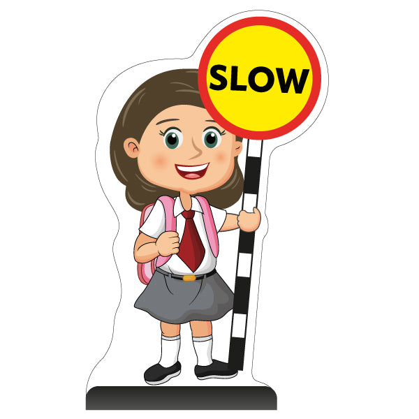 School Kid Cut Out Pavement Sign – Mollie – Slow