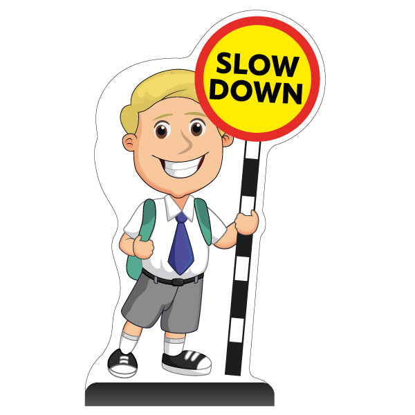School Kid Cut Out Pavement Sign – Finn – Slow Down