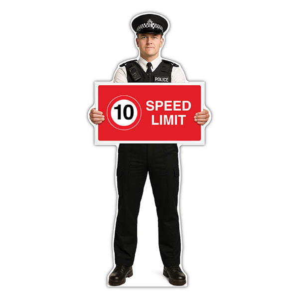Life-Size Police Officer Sign – Daniel – 10 MPH Speed Limit