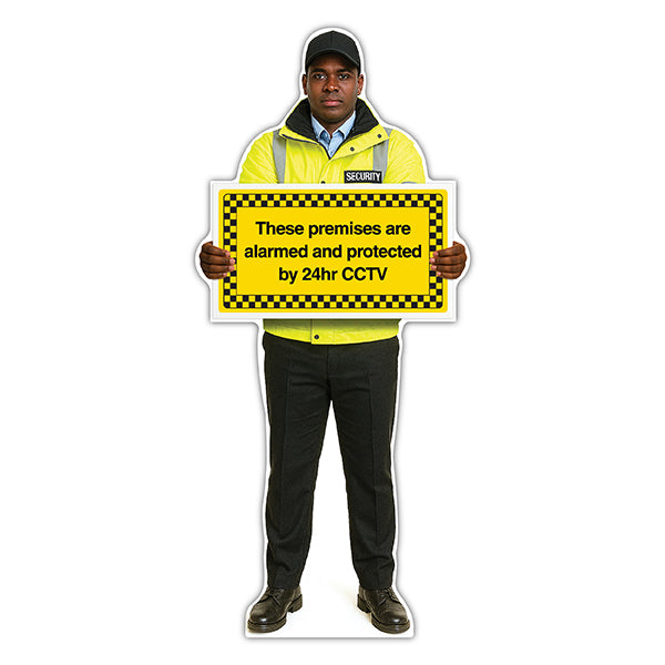 Life-Size Security Guard Sign – James – Premises Protected By CCTV