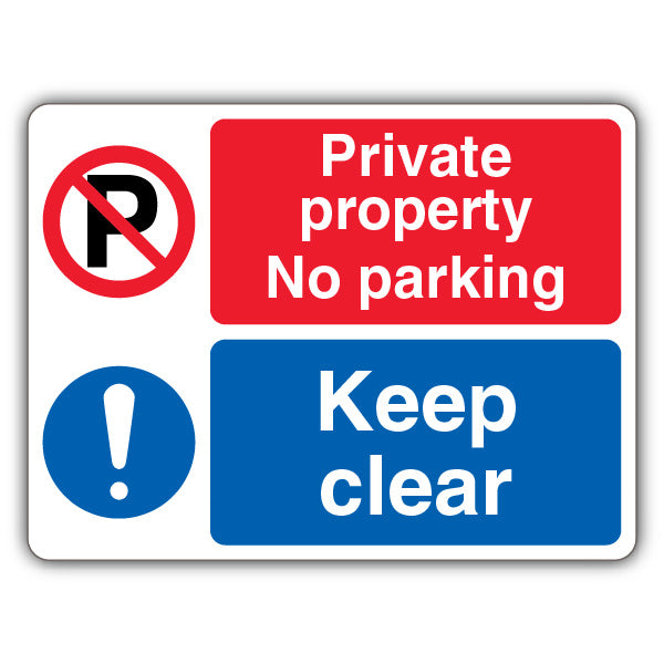 Private Property Keep Clear – No Parking/Mandatory Exclamation – Landscape