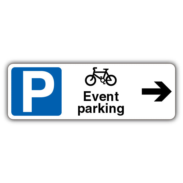 Event Parking – Black Bicycle/Mandatory Parking – Arrow Right