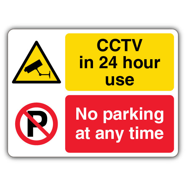 CCTV In Use No Parking At Any Time – Dual Symbol – Landscape