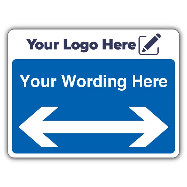Blue Custom Text Arrow Left/Right Large Landscape – Add Your Logo