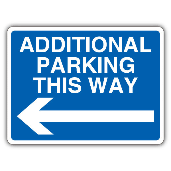 Additional Parking This Way – Blue Arrow Left