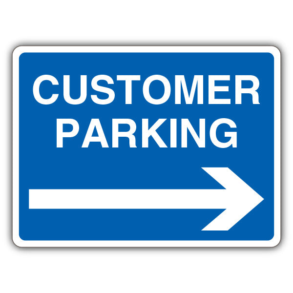 Customer Parking – Blue Arrow Right
