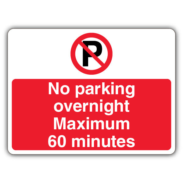 No Parking Overnight Max 60 Minutes – Prohibition 'P' – Landscape