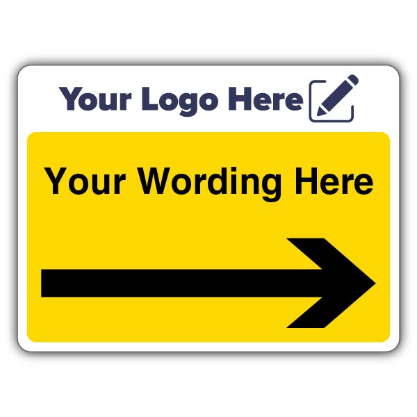 Yellow Custom Text Arrow Right Large Landscape – Add Your Logo