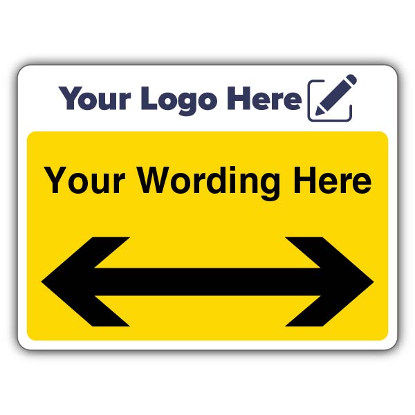 Yellow Custom Text Arrow Left/Right Large Landscape – Add Your Logo