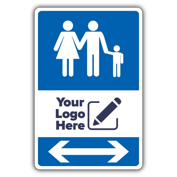 Family Parking Icon Blue Arrow Left/Right – Add Your Logo