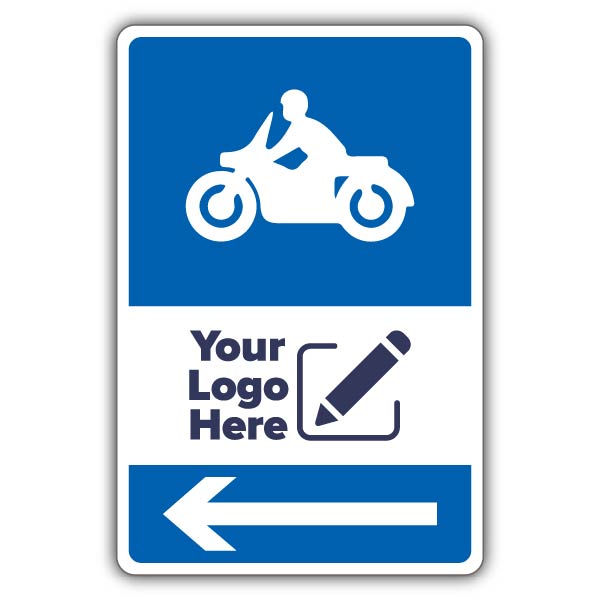 Motorbike Parking Icon Blue Arrow Left – Add Your Logo