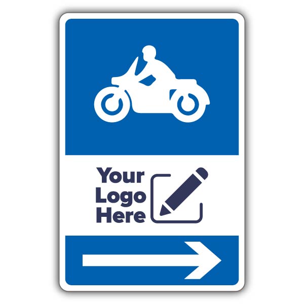 Motorbike Parking Icon Blue Arrow Right – Add Your Logo