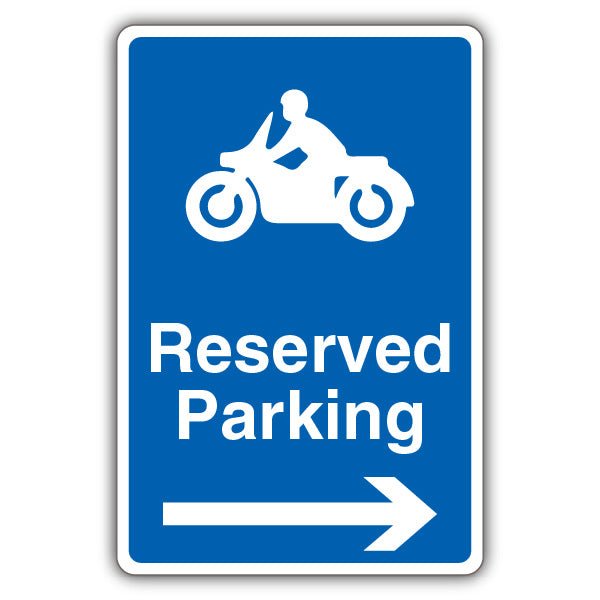 Reserved Parking – Motorcycle Parking – Blue Arrow Right