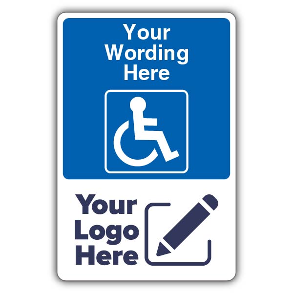 Custom Text Disabled Parking Icon – Large Add Your Logo