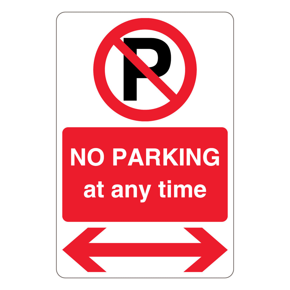 No Parking At Any Time – Prohibition 'P' – Red Arrow Left/Right