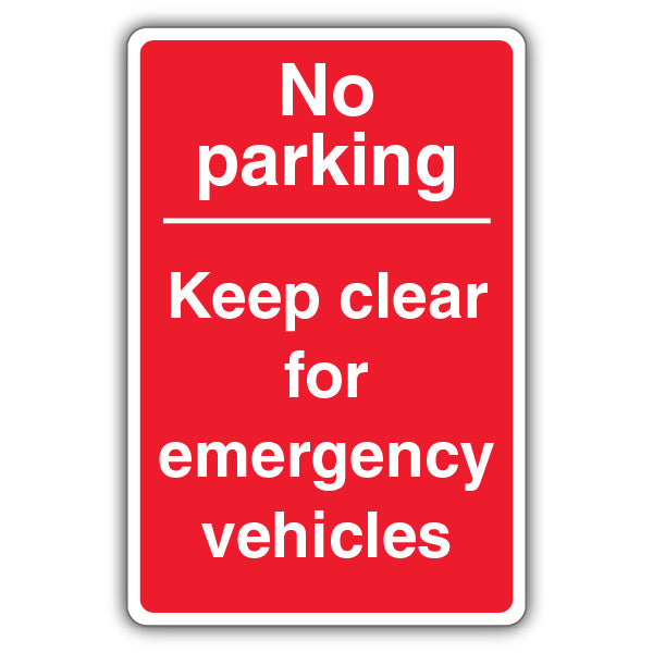 No Parking Keep Clear For Emergency Vehicles – Red