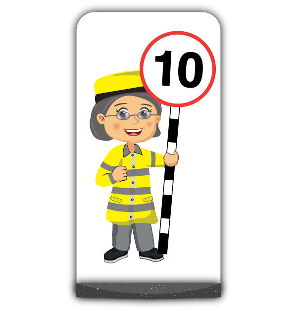 Lollipop Person Flat Panel Pavement Sign – Lisa – 10 mph