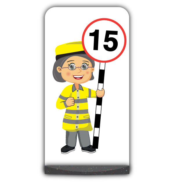 Lollipop Person Flat Panel Pavement Sign – Lisa – 15 mph