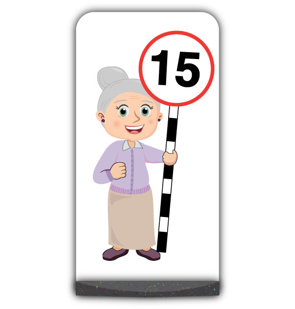 Senior Citizen Flat Panel Pavement Sign – Joan – 15 mph