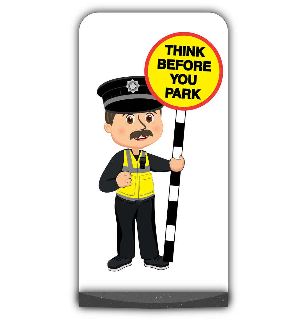 Police Officer Flat Panel Pavement Sign – PC Williams – Think Before You Park