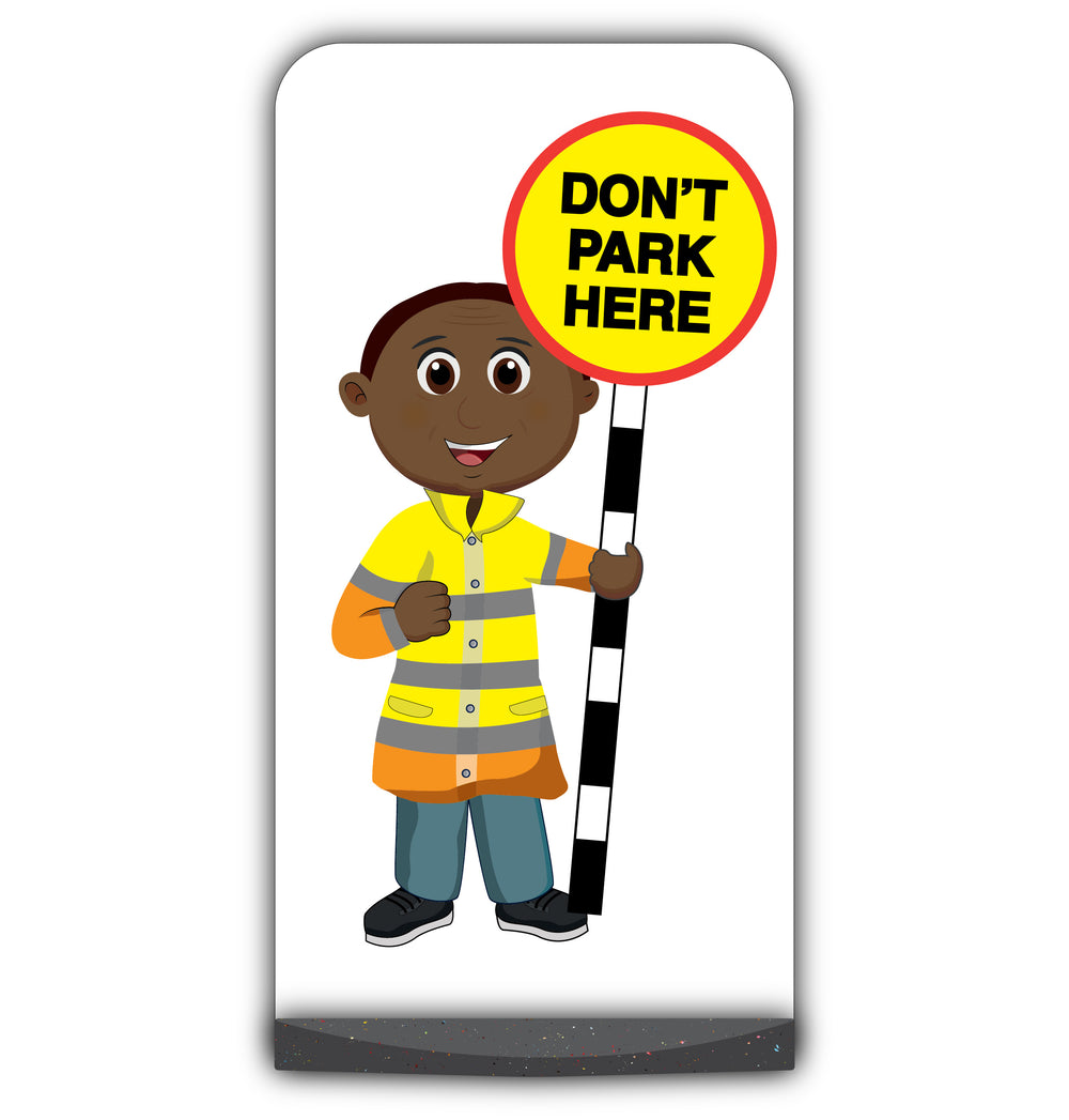 Lollipop Person Flat Panel Pavement Sign – Omari – Don't Park Here