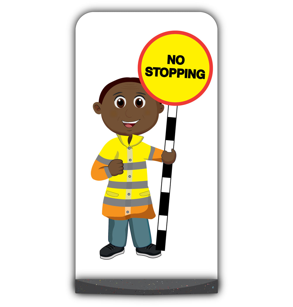 Lollipop Person Flat Panel Pavement Sign – Omari – No Stopping