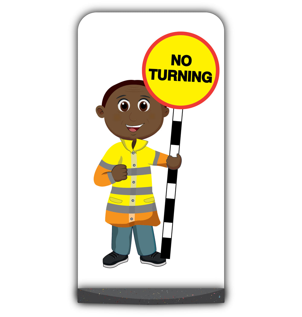 Lollipop Person Flat Panel Pavement Sign – Omari – No Turning