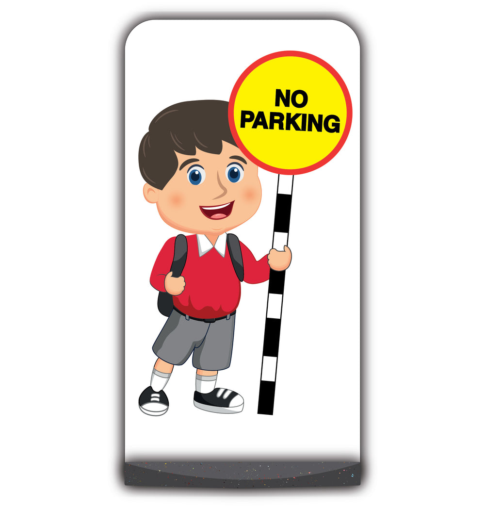 School Kid Flat Panel Pavement Sign – Charlie – No Parking – Red Uniform