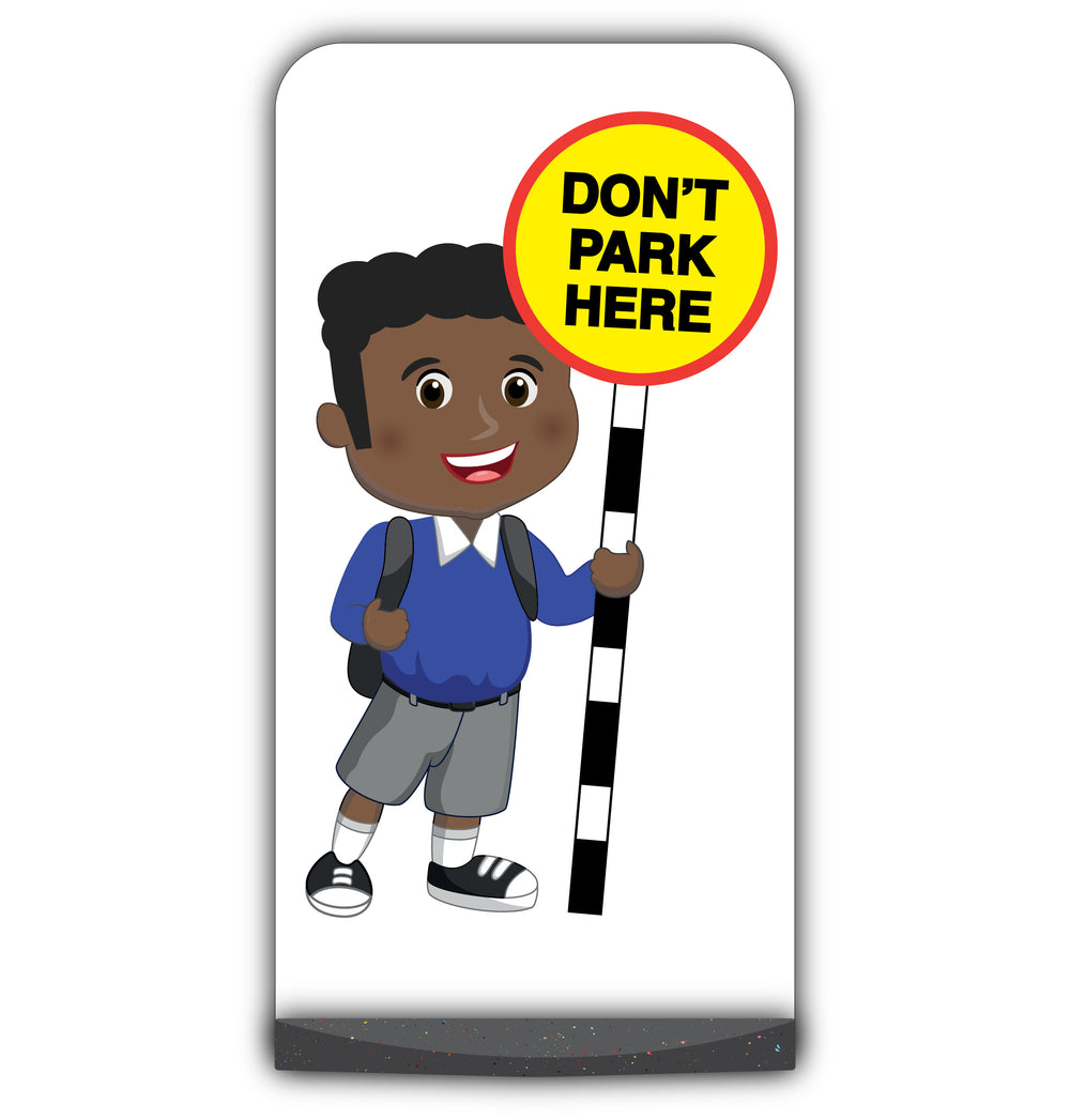 School Kid Flat Panel Pavement Sign – Toby – Don’t Park Here – Blue Uniform