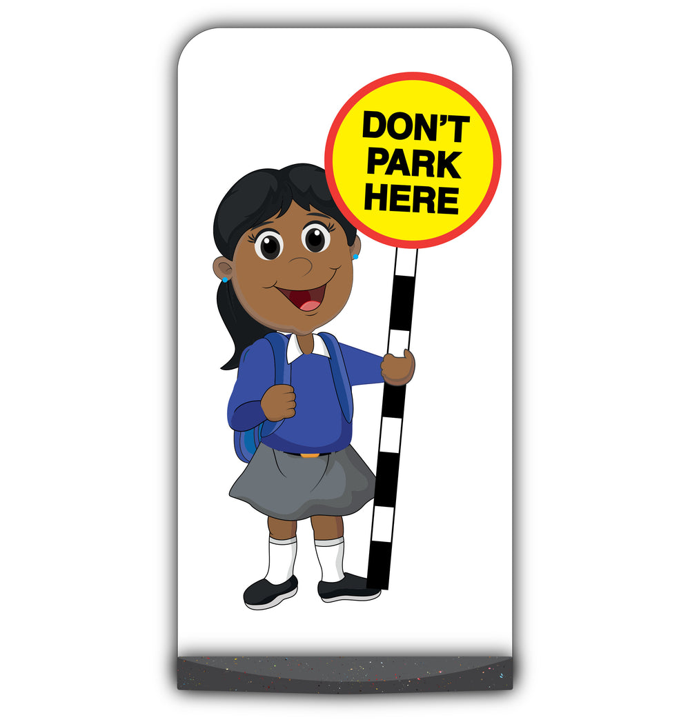 School Kid Flat Panel Pavement Sign – Ruby – Don’t Park Here – Blue Uniform