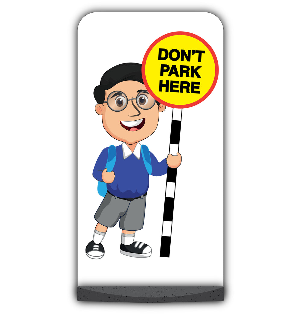 School Kid Flat Panel Pavement Sign – Liam – Don’t Park Here – Blue Uniform