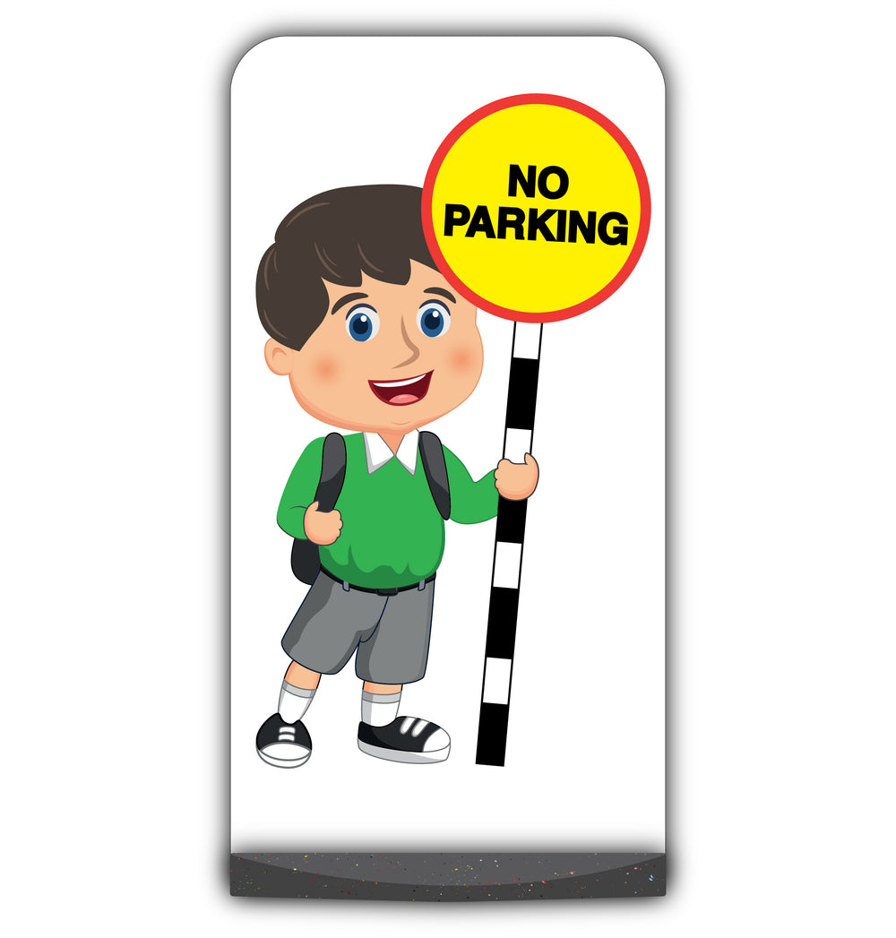 School Kid Flat Panel Pavement Sign – Charlie – No Parking – Green Uniform