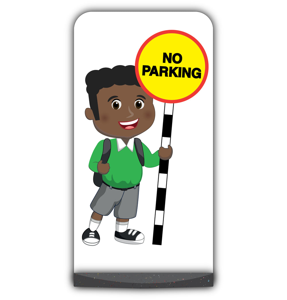 School Kid Flat Panel Pavement Sign – Toby – No Parking – Green Uniform
