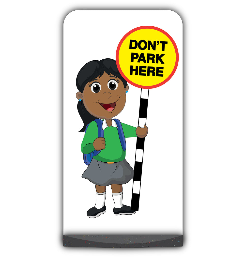 School Kid Flat Panel Pavement Sign – Ruby – Don’t Park Here – Green Uniform