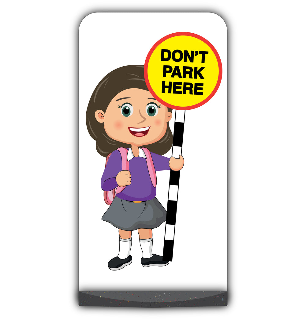 School Kid Flat Panel Pavement Sign – Mollie – Don’t Park Here – Purple Uniform