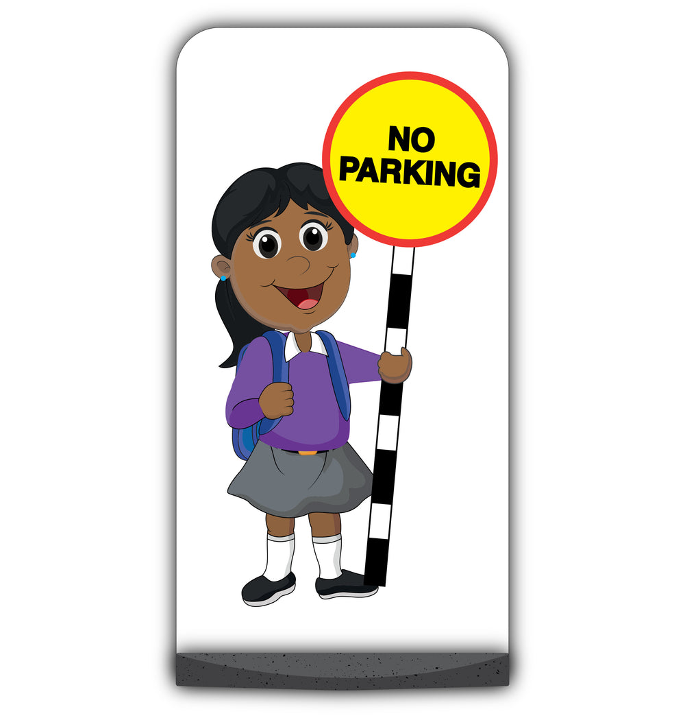 School Kid Flat Panel Pavement Sign – Ruby – No Parking – Purple Uniform