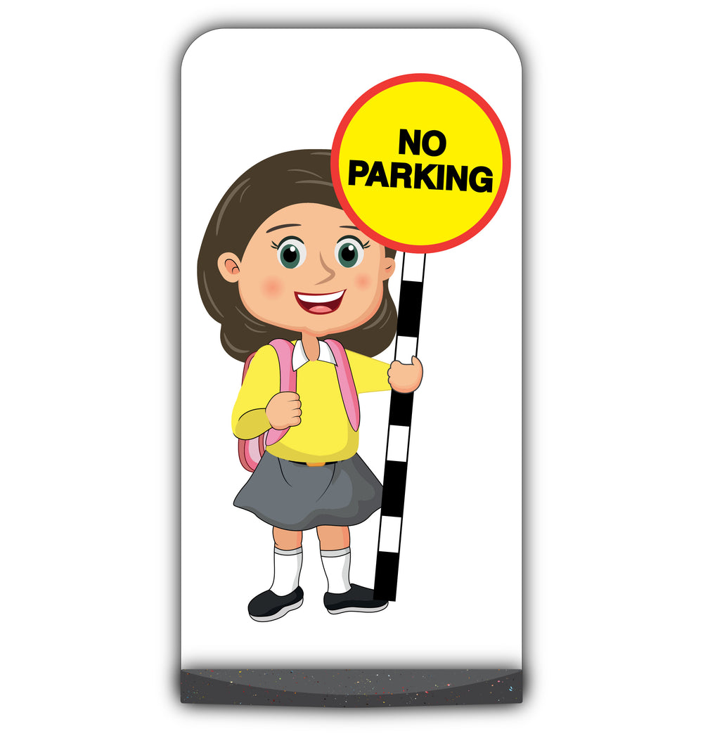 School Kid Flat Panel Pavement Sign – Mollie – No Parking – Yellow Uniform