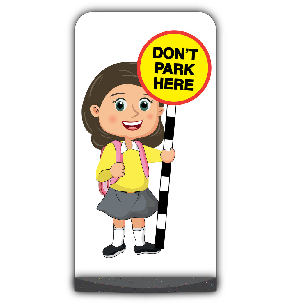 School Kid Flat Panel Pavement Sign – Mollie – Don’t Park Here – Yellow Uniform