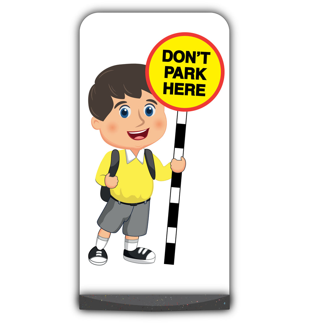 School Kid Flat Panel Pavement Sign – Charlie – Don’t Park Here – Yellow Uniform