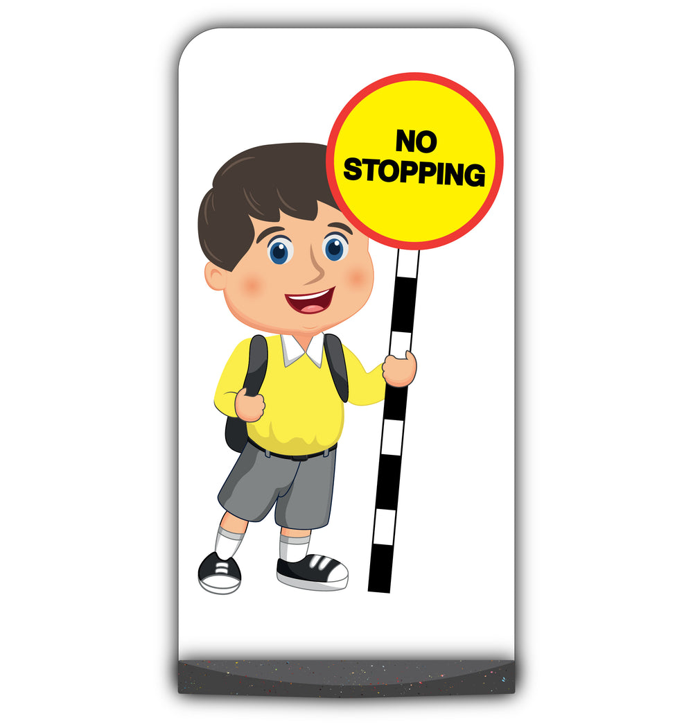School Kid Flat Panel Pavement Sign – Charlie – No Stopping – Yellow Uniform