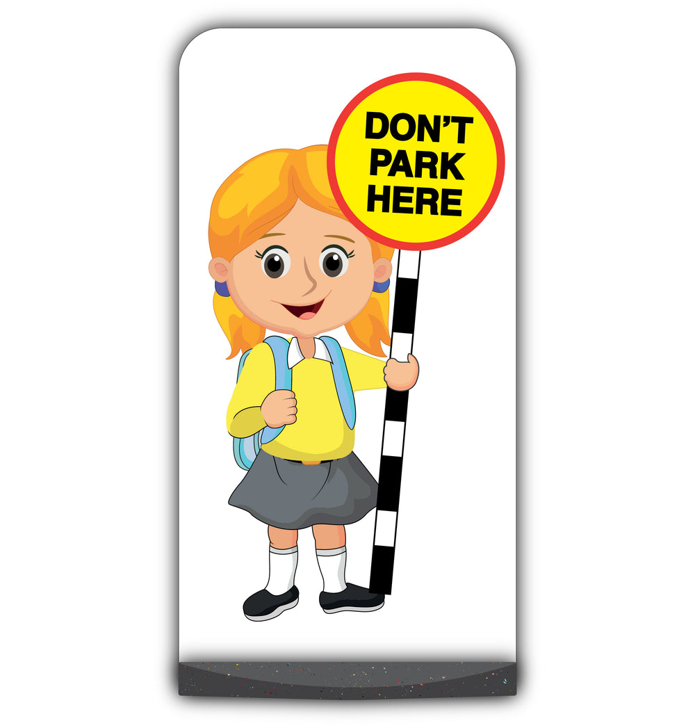 School Kid Flat Panel Pavement Sign – Jess – Don’t Park Here – Yellow Uniform