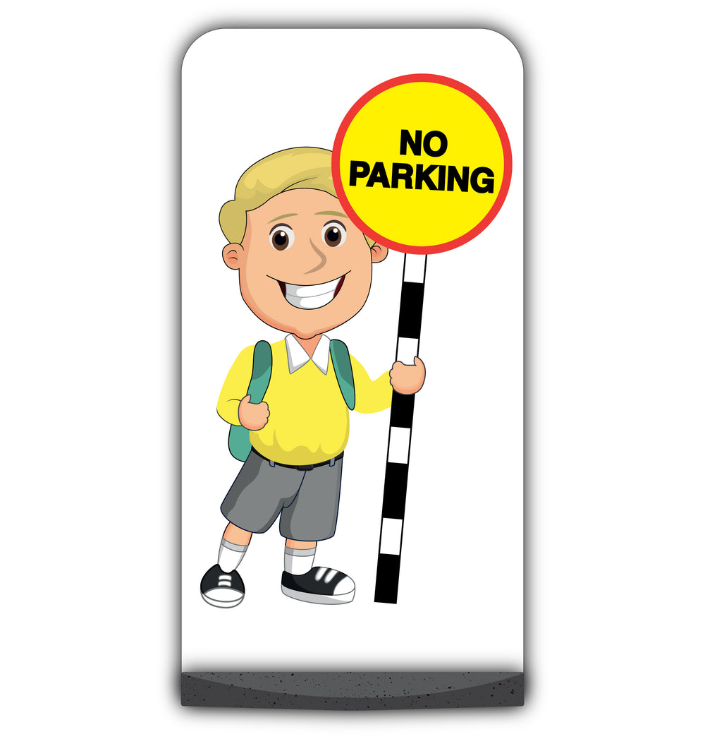 School Kid Flat Panel Pavement Sign – Finn – No Parking – Yellow Uniform