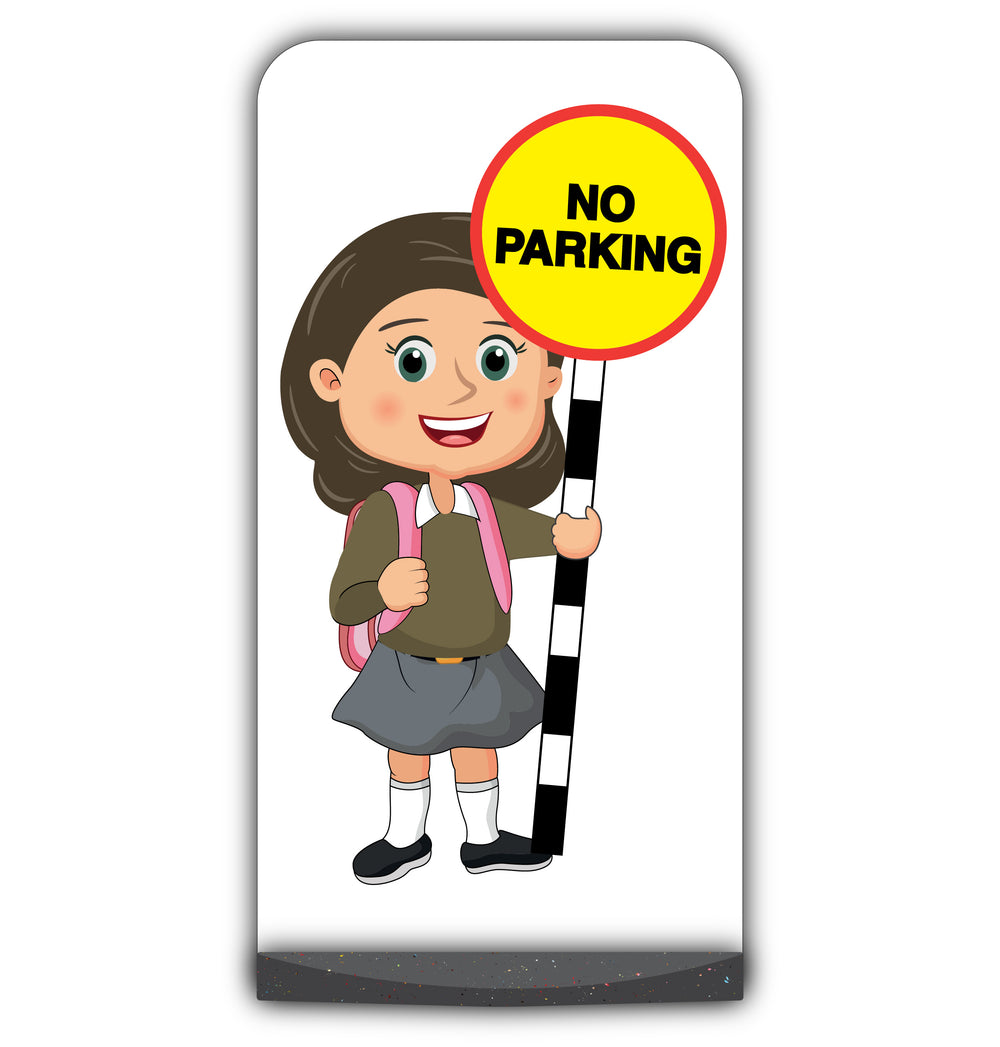 School Kid Flat Panel Pavement Sign – Mollie – No Parking – Brown Uniform