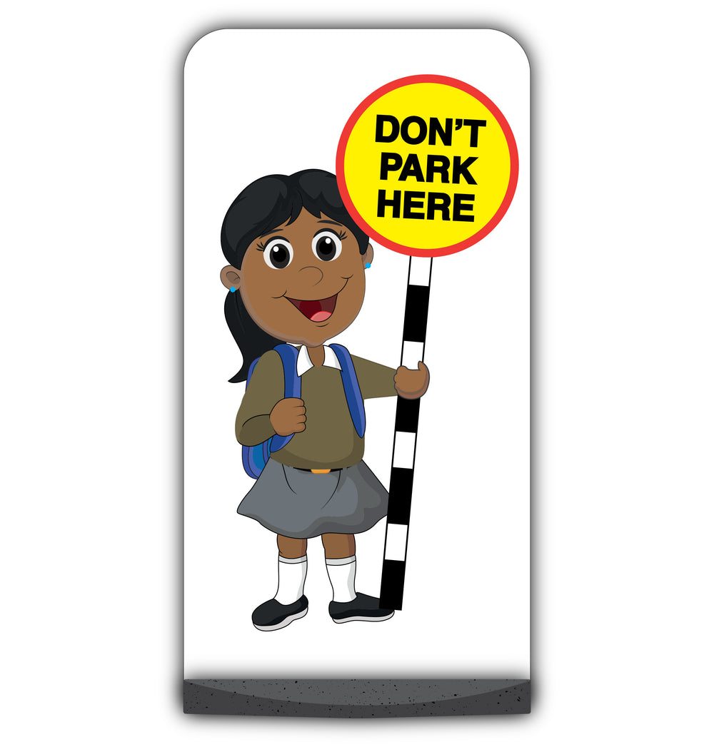 School Kid Flat Panel Pavement Sign – Ruby – Don’t Park Here – Brown Uniform