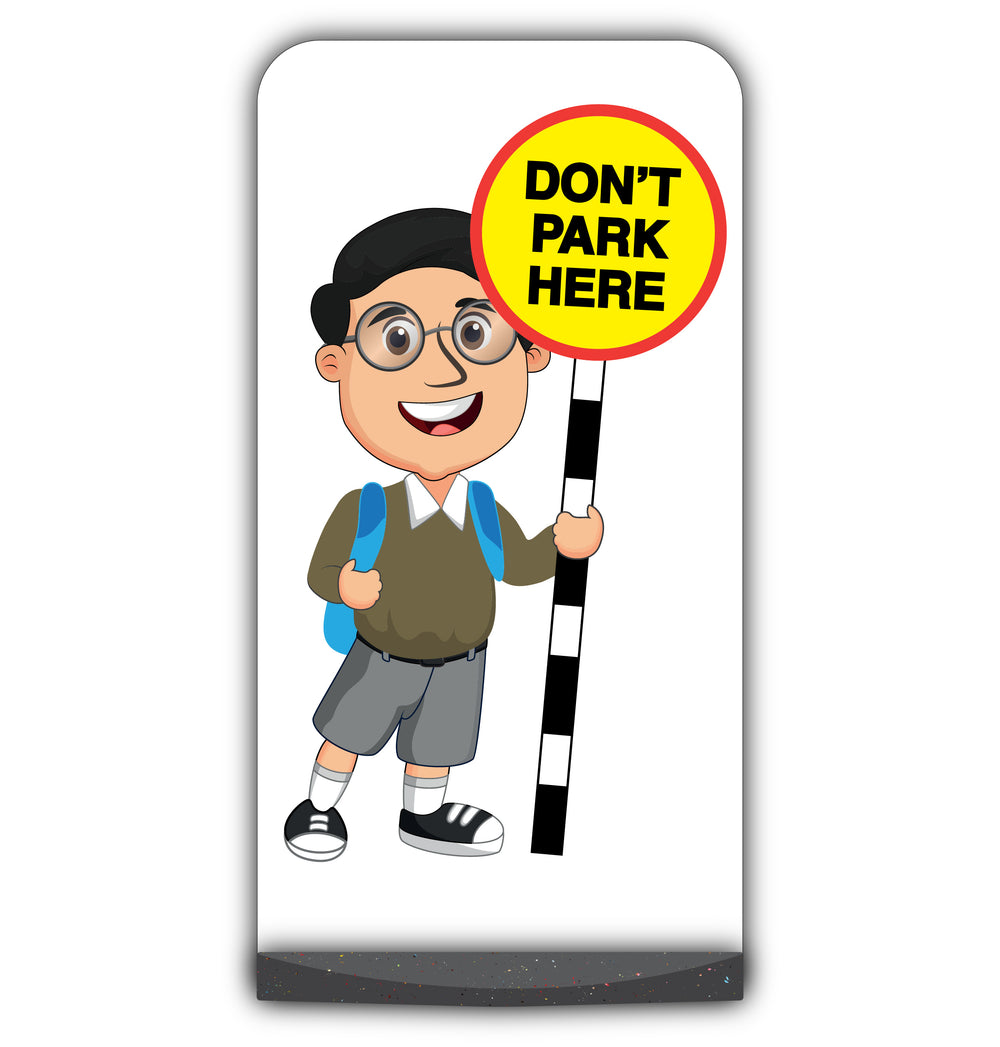 School Kid Flat Panel Pavement Sign – Liam – Don’t Park Here – Brown Uniform