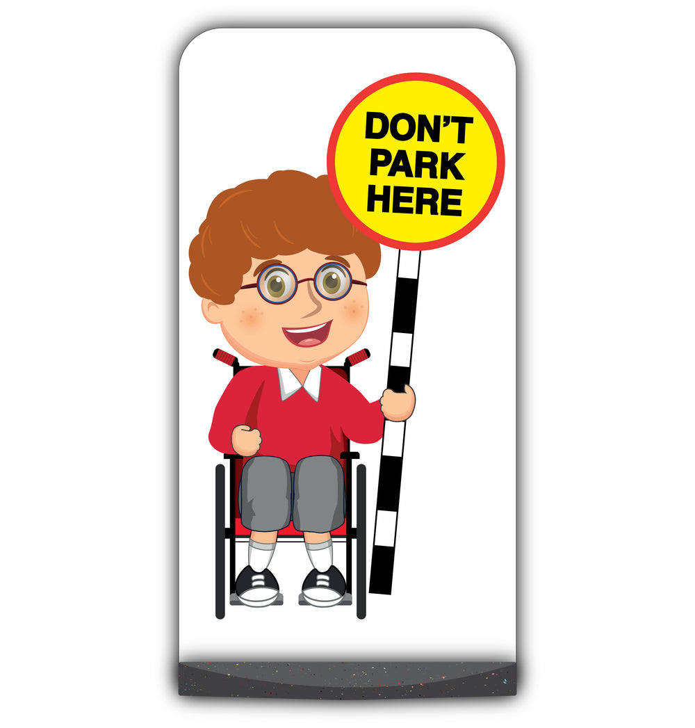School Kid Flat Panel Pavement Sign – Ben – Don’t Park Here – Red Uniform