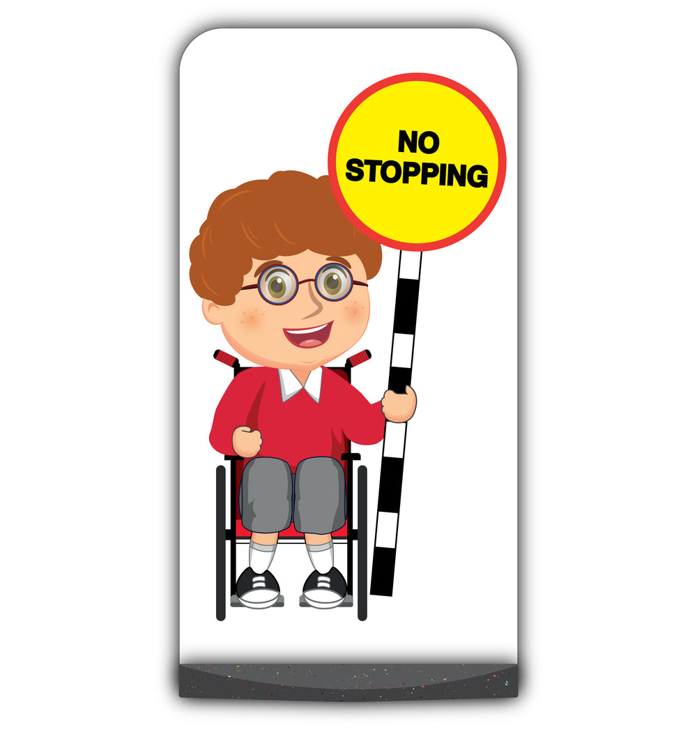 School Kid Flat Panel Pavement Sign – Ben – No Stopping – Red Uniform