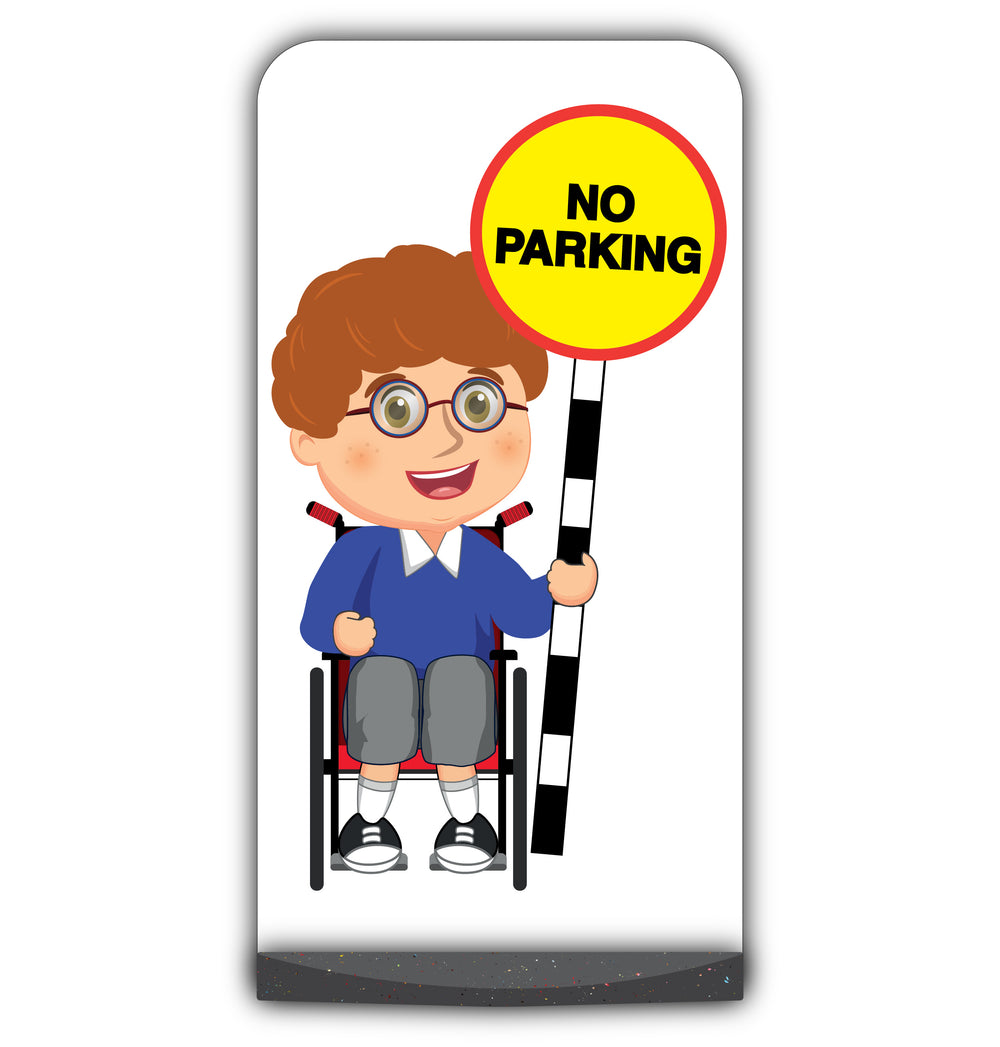 School Kid Flat Panel Pavement Sign – Ben – No Parking – Blue Uniform